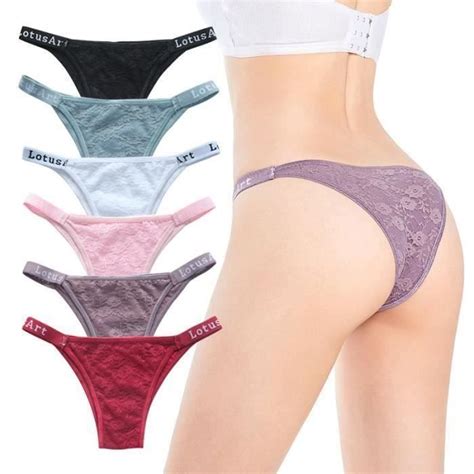 Culottes De Bikini AUTREMENT Lot De Taille Basse Invisible Respirantes En Coton Noir