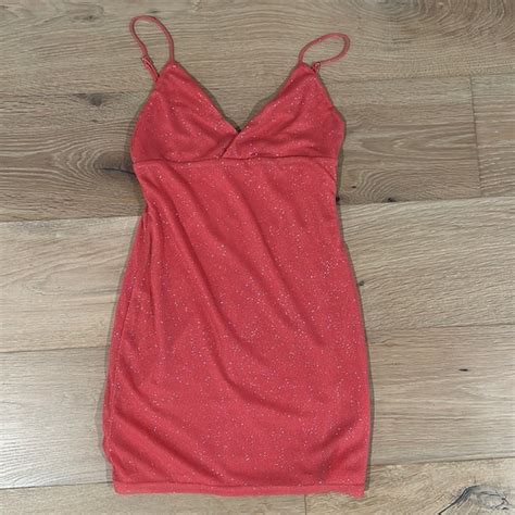 Superdown Dresses Superdown From Revolve Hot Pink Sparkly V Neck Bodycon Tight Mini Dress