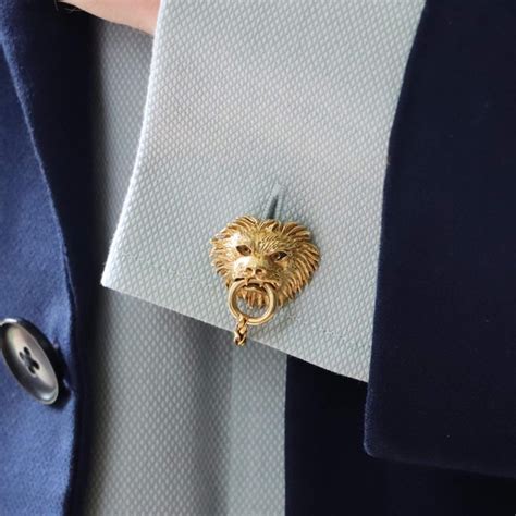 Vintage Boucheron Lion Door Knocker Cufflinks Set In 18k Yellow Gold