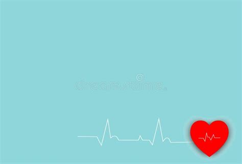 Electrocardiogram Vector Heartbeat Heart Shape Centered Line Stock