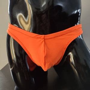 Orange Men S Swim Bikini Brief Half Back Cheeky Thong By Rayze Formerly Nutshack Etsy