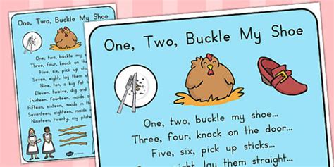 One Two Buckle My Shoe Nursery Rhyme Poster (teacher made)