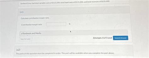 solved  calculate contribution margin ratio cheggcom