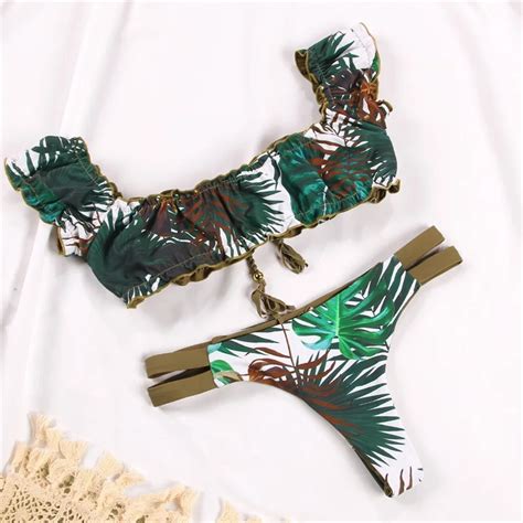 Panama feuille imprimer Bikini Biquini brésilien Maillot De Bain femmes Maillot De Bain