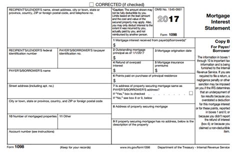 mortgage interest statement form