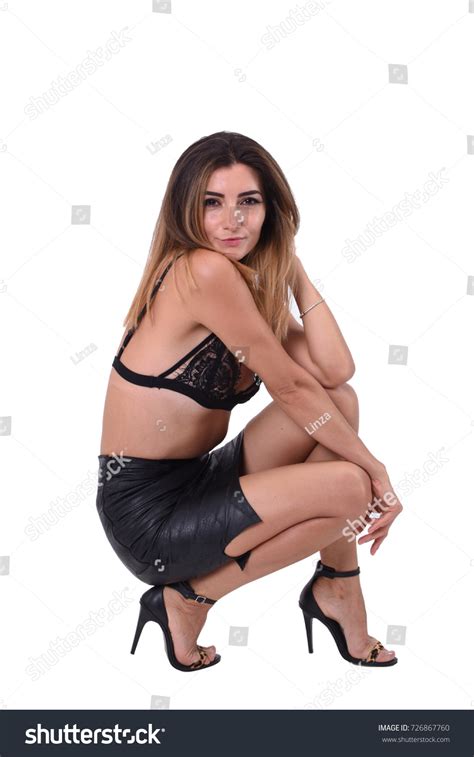 Nude Brunette Girl Dressed Black Lingerie Stock Photo Shutterstock