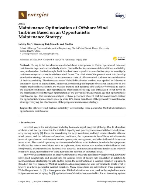 Maintenance Optimization of Offshore Wind | PDF | Offshore Wind Power ...