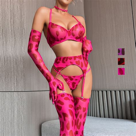 Leopard Print Sexy Lingerie Piece Set New Print Sexy Lingerie Sexy