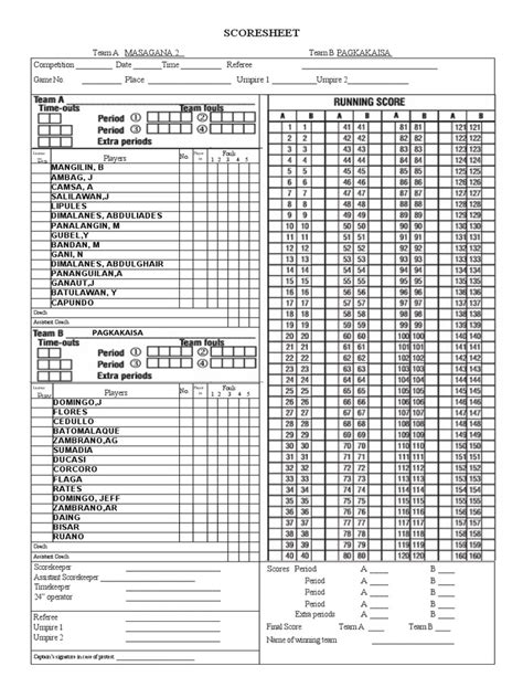 scoresheet  referee sports