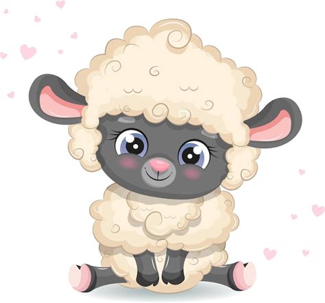 Premium Vector Cute Cartoon Sheep Vector Illustration Cute Farm