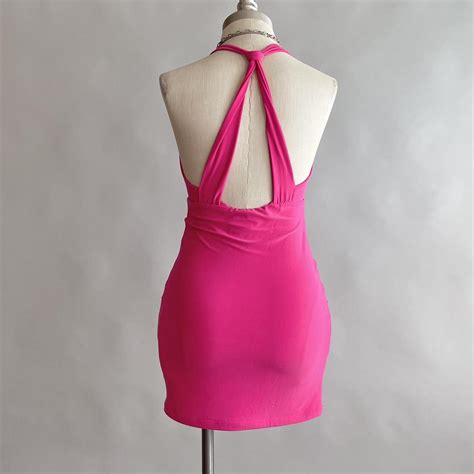 Barbie Pink Mini Dress Vibrant Barbie Pink Mini Depop