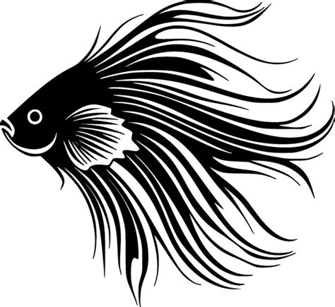 Beta Fisch Schwarz Wei Isolierte Icon Vektor Illustration Premium Vektor