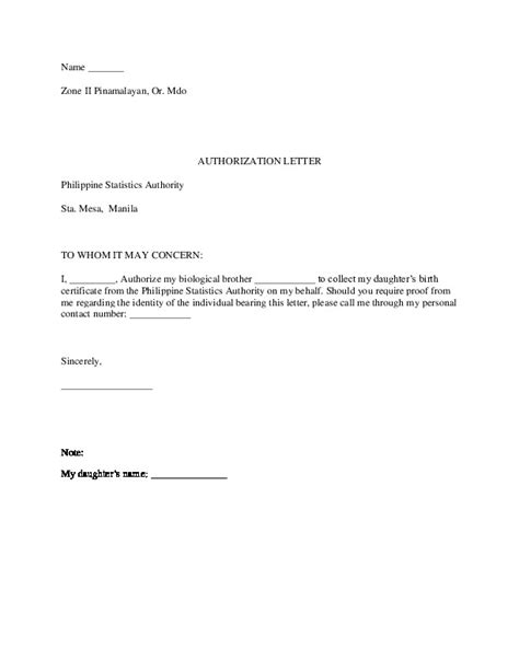 Authorization Letter Psa Pdfcoffeecom