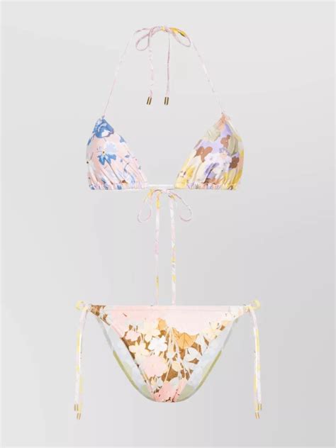 Zimmermann Pop Mini Tri Bikini In Burgundy ModeSens