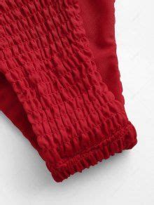 Smocked Bikini Top And Bottoms In Red Zaful