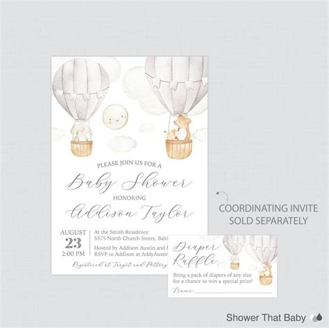 Gray Hot Air Balloon Diaper Raffle Tickets And Diaper Raffle Etsy