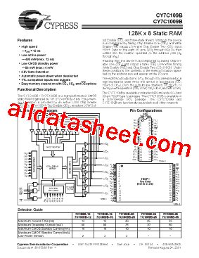 CY7C109B 12VC Datasheet PDF Cypress Semiconductor