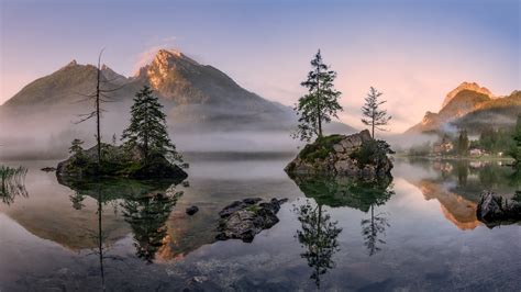 Картинки природа, бавария, альпы, германия, туман, горы, утро, озеро ...