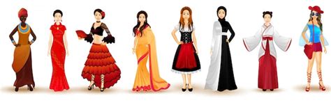 Premium Vector Illustration Of Women In Traditional Attire From