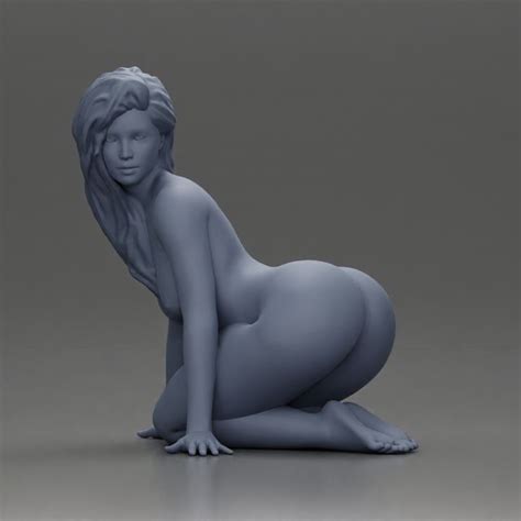 D Printable Naked Woman Kneeling Pin Up Pose On The Beach By DGeschaft Miniatures Figures