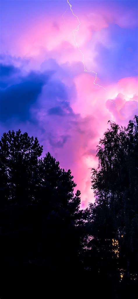 Wallpaper Lightning, storm, clouds, trees, night 3840x2160 UHD 4K ...