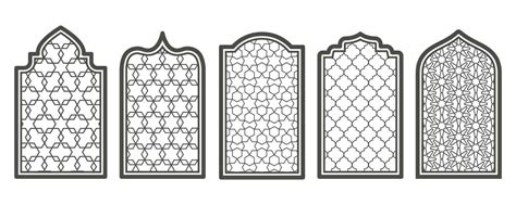 Ramadan Window And Door With Pattern Arabic Arch Vector Shape In