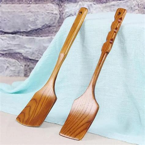 1pc 35cm Non Stick Pan Special Wood Shovel Long Handle Solid Wood