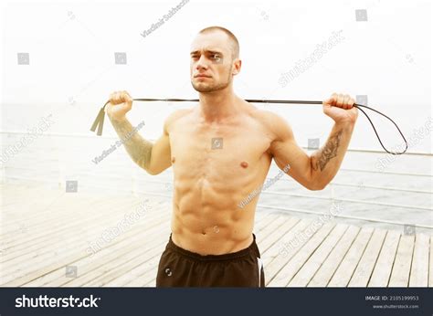 Embossed Muscular Man Naked Torso Skipping Stock Photo Shutterstock