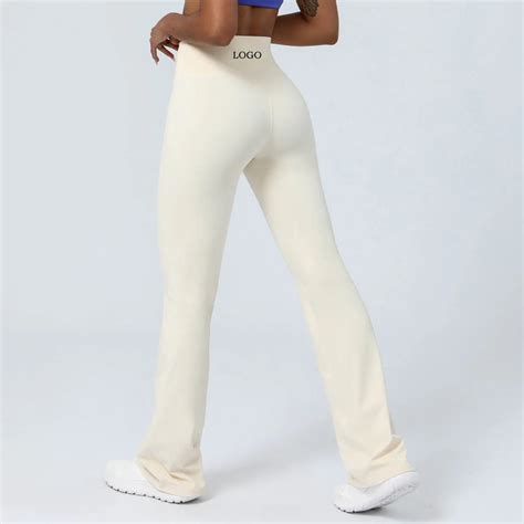 Custom Logo Nude Tight Dance Wide Leg Pants Hip Lift High Rise Casual Flared Pants Fitness