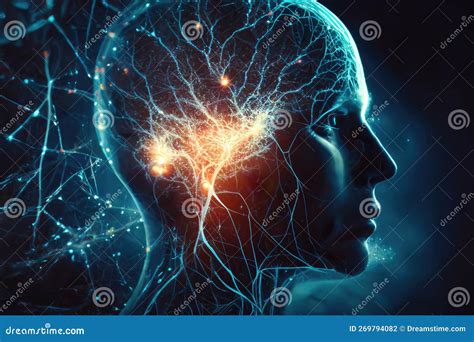 Human Head With Glowing Neurons In Brain Esoteric And Meditation