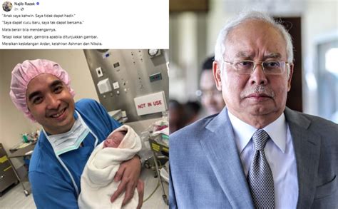 separated  bars najib celebrates grandsons arrival  afar