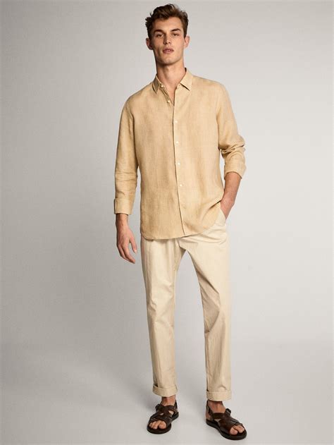 Linen Clothes Men Mens Linen Outfits Men Linen Beige Shirt Massimo