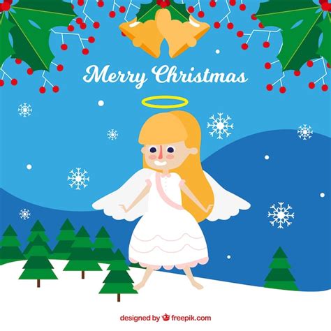 Free Vector | Flat background with a christmas angel