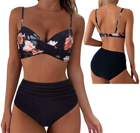 STRÓJ KĄPIELOWY DWUCZĘŚCIOWY KOSTIUM WYSOKI STAN BIKINI PUSH UP S XL