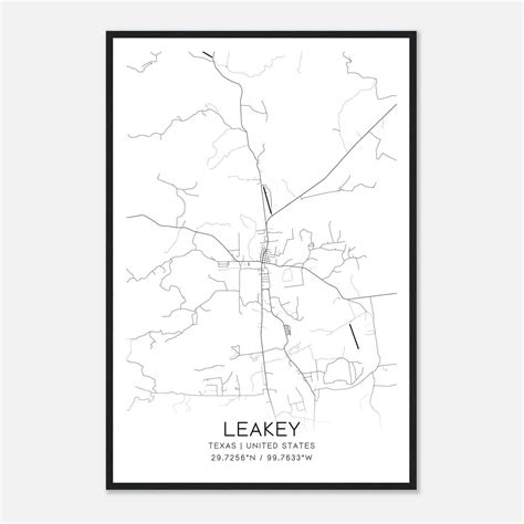 Leakey Texas Map Poster, Modern Home Decor Wall Art Print - Custom Maps