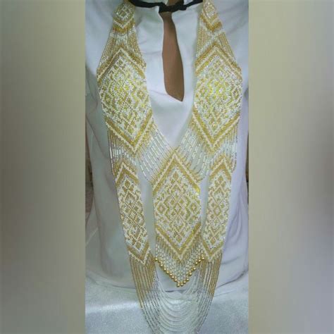 Герадн в два уровня, герлан белый, герлан золотой | Loom beading, Chain ...