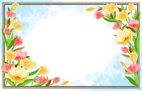 Beautiful Yellow And Pink Flower Border Background Vector Art