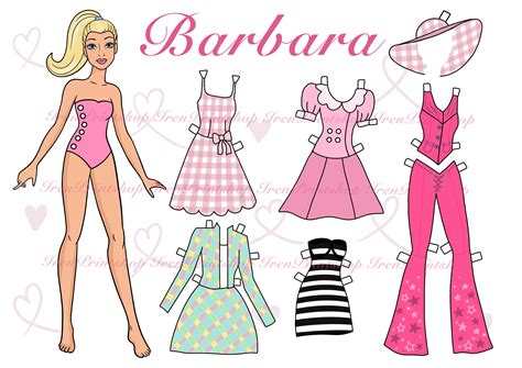 6 Printable Paper Doll Dress up With Clothes - Digital PDF, Dress up
