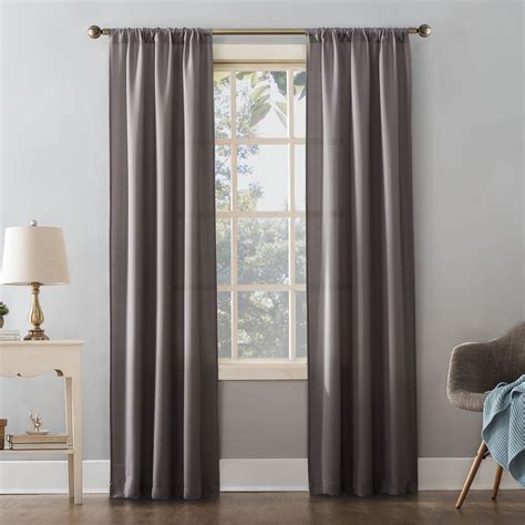 Mainstays Textured Solid Rod Pocket Curtain, Single Panel, Gray, 38"W x ...