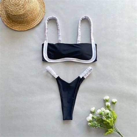 Bikini Stitching Tube Top Sexy Split Women Swimsuit Best Choice For Summer Fun