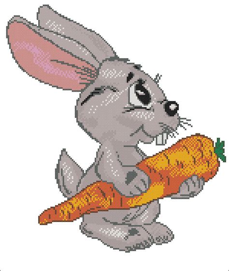 Купить набор схему вышивки крестом Заяц с морковкой 24 см * 28 см по ...