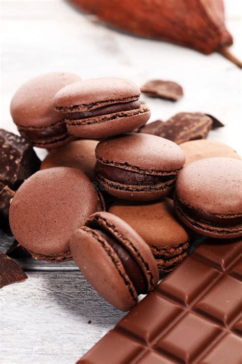 Sweet And Colourful French Macaroons Or Macaron On White Background