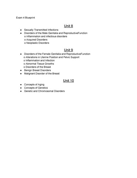 Patho NSG 3280 Exam 4 Study Guide Exam 4 Blueprint Unit 8 Sexually