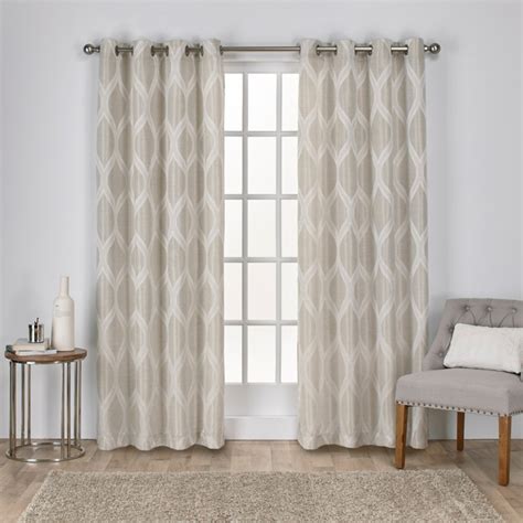 Exclusive Home Curtains Montrose Ogee Geometric Textured Linen Grommet Top Curtain Panel Pair