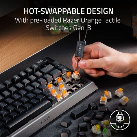 Razer Blackwidow V Mini Hyperspeed Wireless Orange Switch Gaming Keyboard With Hot