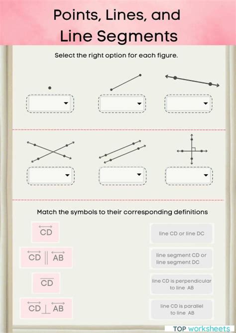 Identifying Points Lines And Line Segments Interactive Worksheet Topworksheets