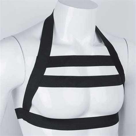 Mens Lingerie Body Chest Harness Bondage Costume Halter Neck Erotic Nightclub Wear Party Hollow