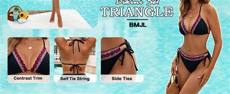 Amazon Bmjl Womens Bikini Sets Triangle Sexy Swimsuit Color Block String Two Piece Bathing