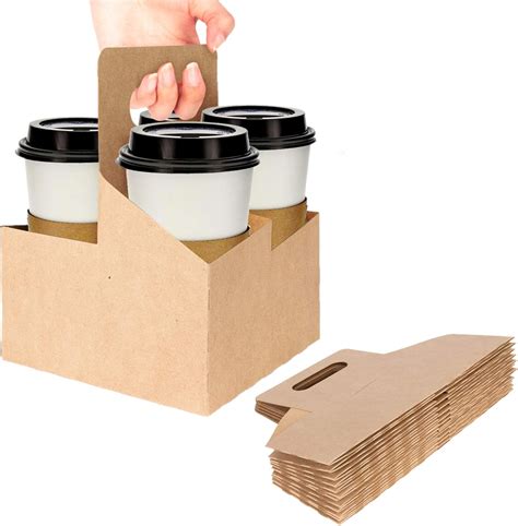 Buy 4 Cup Disposable Drink Carrier With Handle 15 Count Kraft