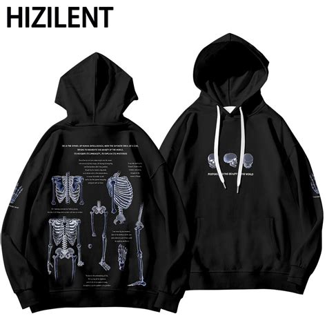 Oversized Hoodie Harajuku 2021 New Manuscript Skull Pattern Y2k Anime